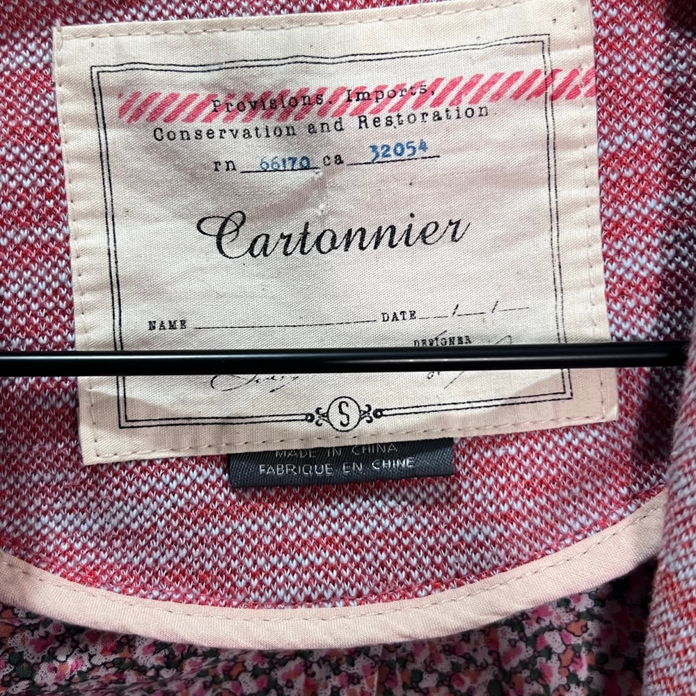 Anthropologie Blazer Jacket Cartonnier Pink Tonal Floral Inside Coat Cottagecore - Picture 5 of 11